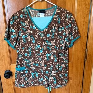 Cherokee Women's Teal and Brown Scrub Set